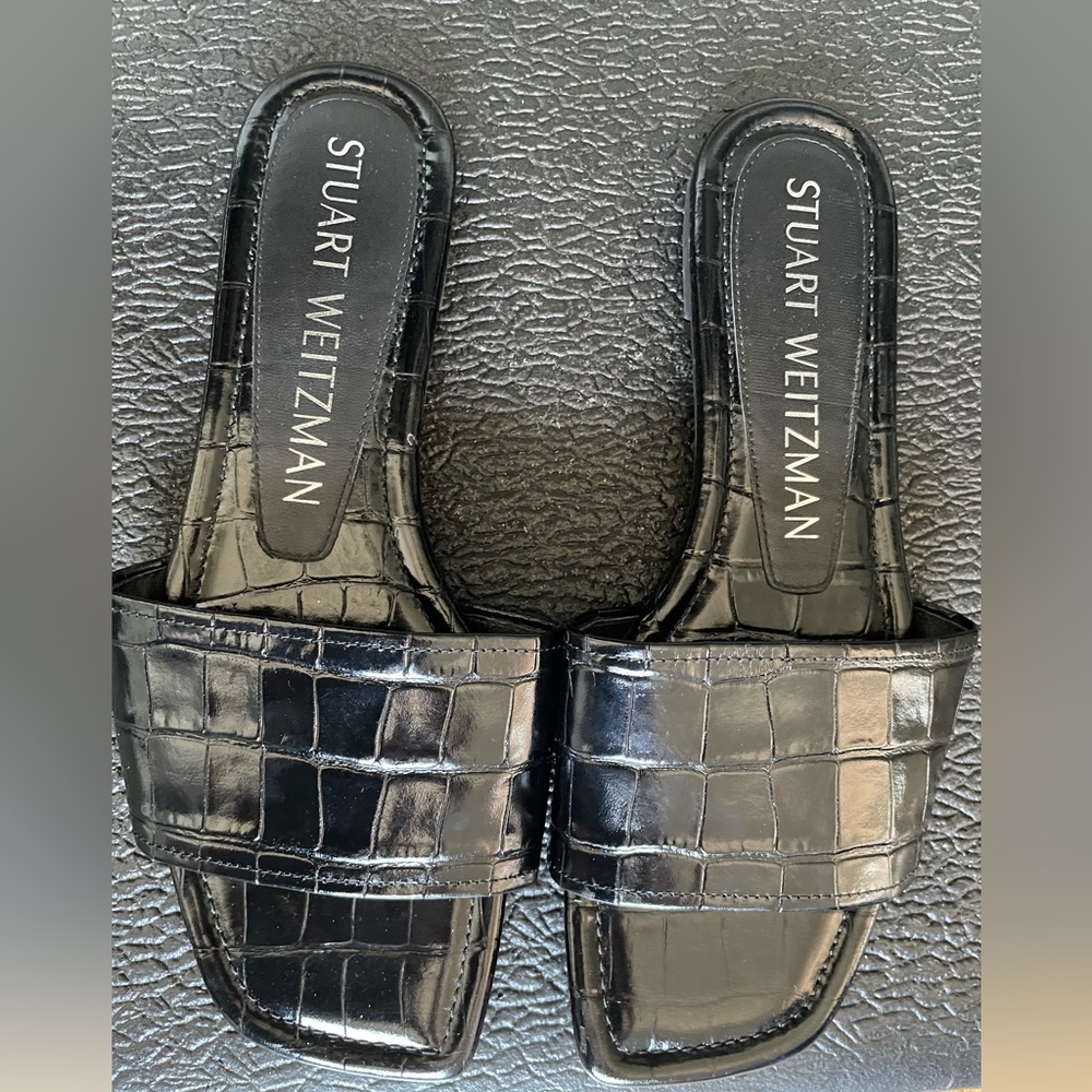 Stuart Weitzman Summer Slide Printed Soft Croc Print